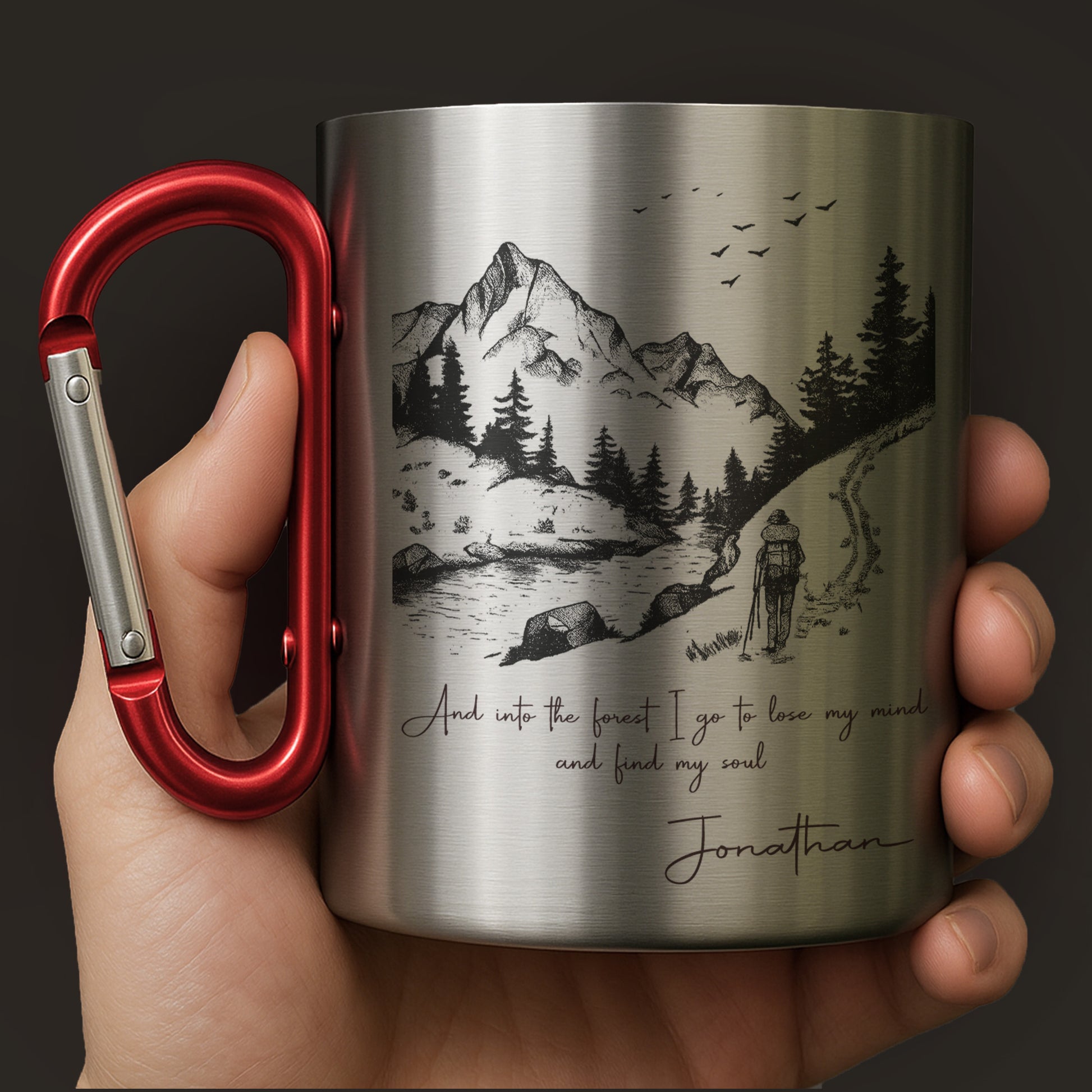 And Into The Forest I Go, Mountains And Hiker Design