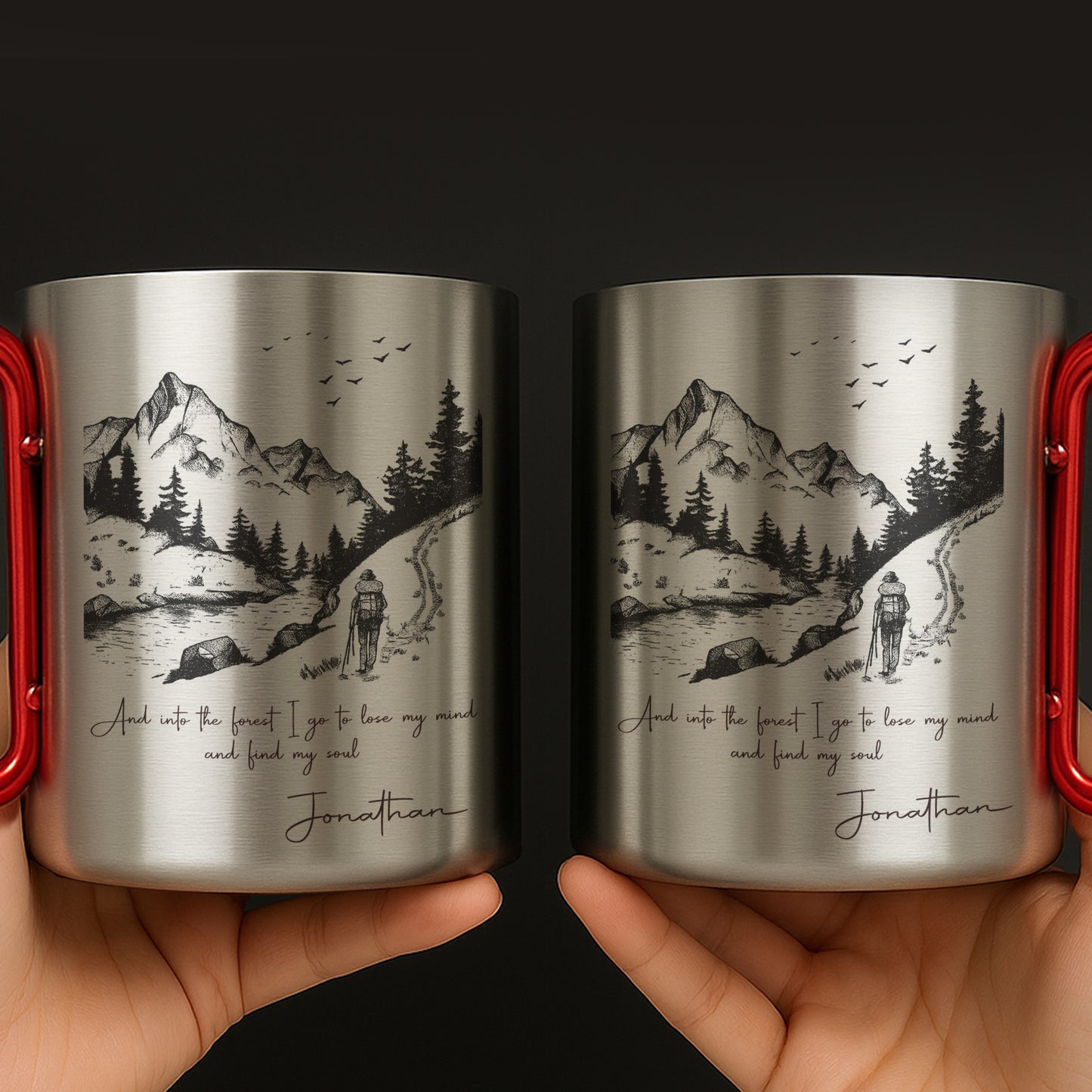 And Into The Forest I Go, Mountains And Hiker Design