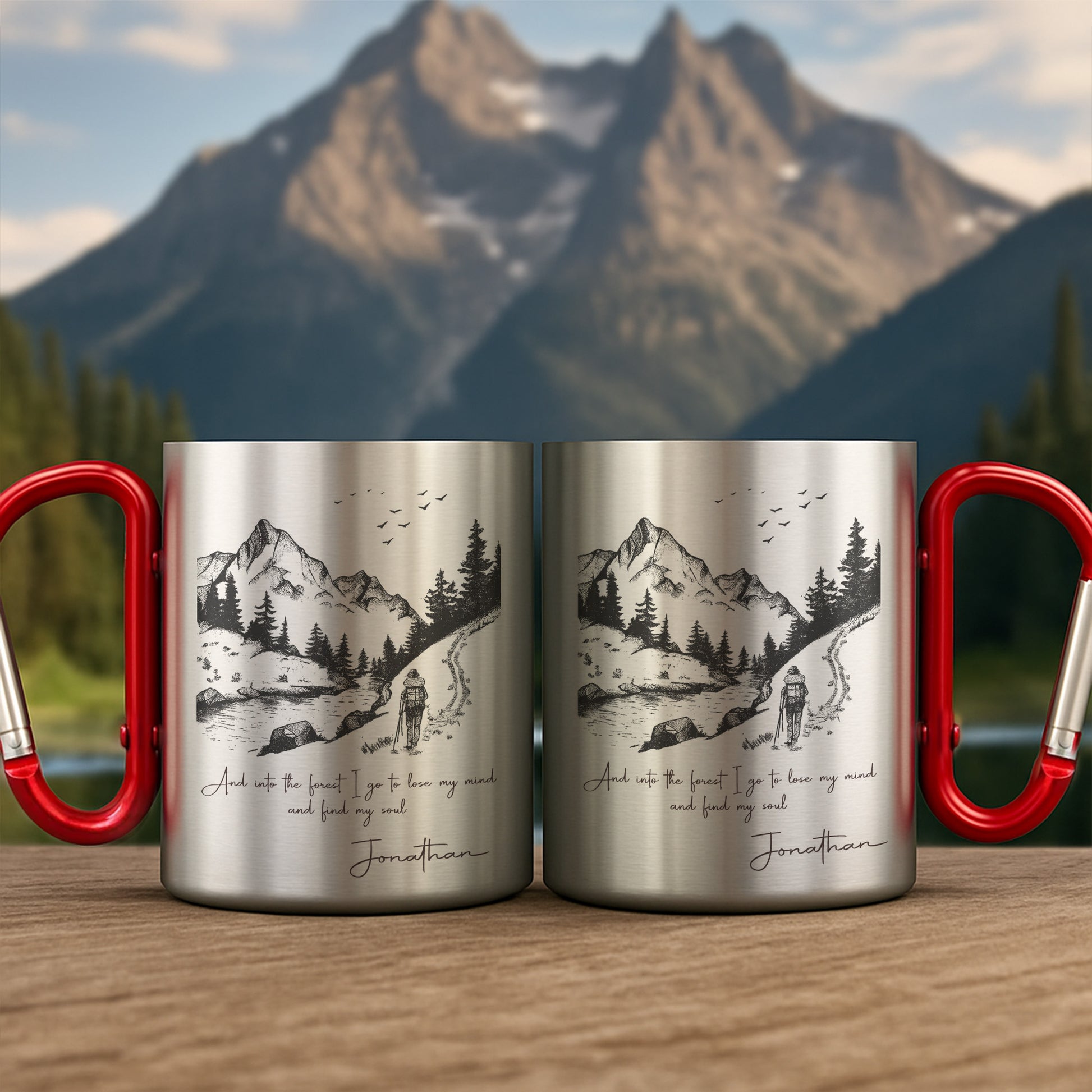 And Into The Forest I Go, Mountains And Hiker Design