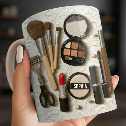 Specially Designed Makeup Lover's Mug With Lipstick And Brushes