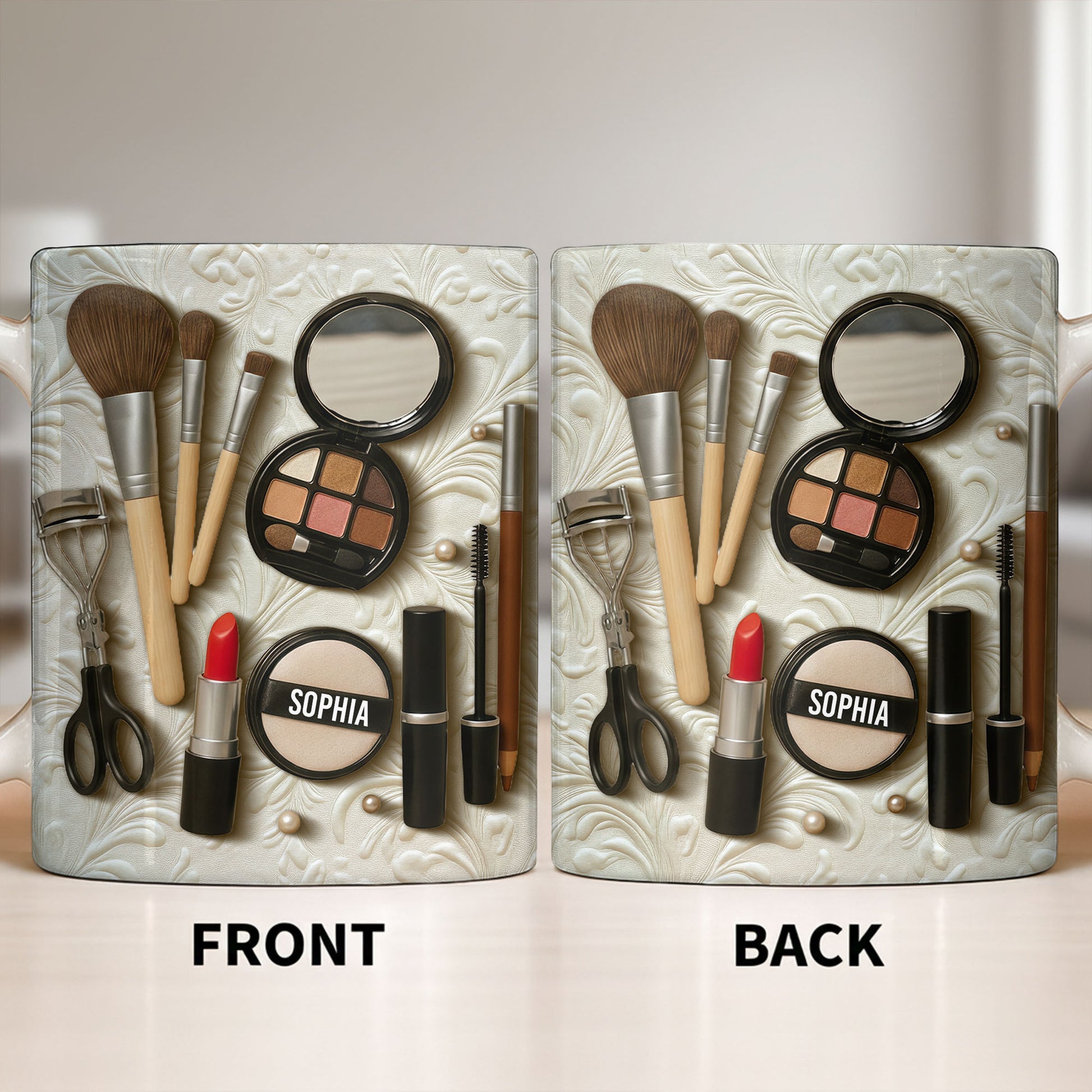 Specially Designed Makeup Lover's Mug With Lipstick And Brushes