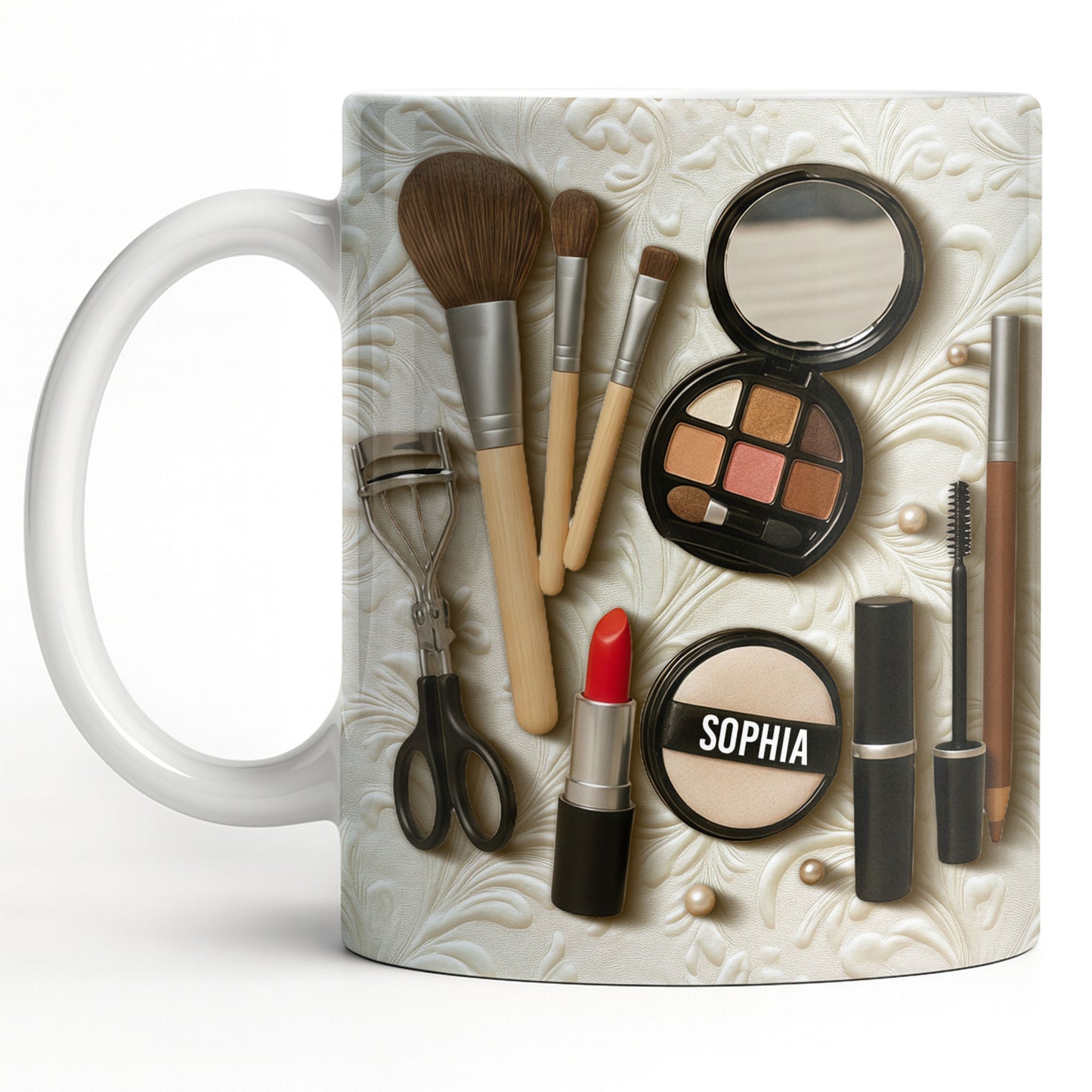 Specially Designed Makeup Lover's Mug With Lipstick And Brushes