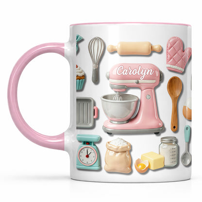For The Love Of Baking, Mixer And Kitchen Tools Design - Personalized Custom Accent Mug - HOB008_AMUG