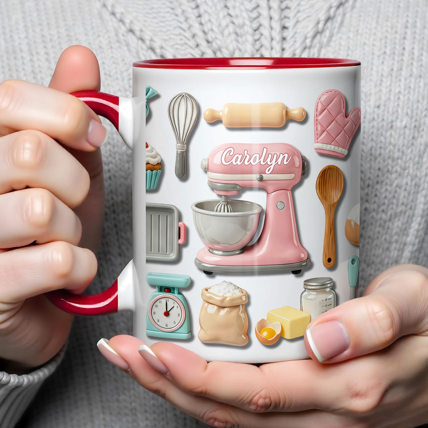 For The Love Of Baking, Mixer And Kitchen Tools Design - Personalized Custom Accent Mug - HOB008_AMUG