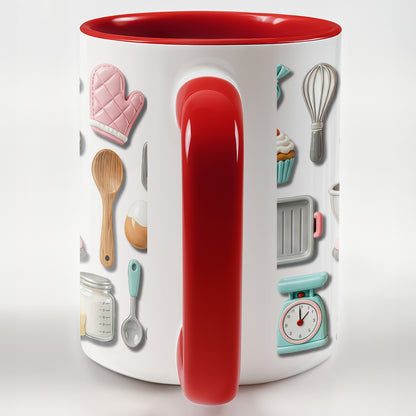 For The Love Of Baking, Mixer And Kitchen Tools Design - Personalized Custom Accent Mug - HOB008_AMUG