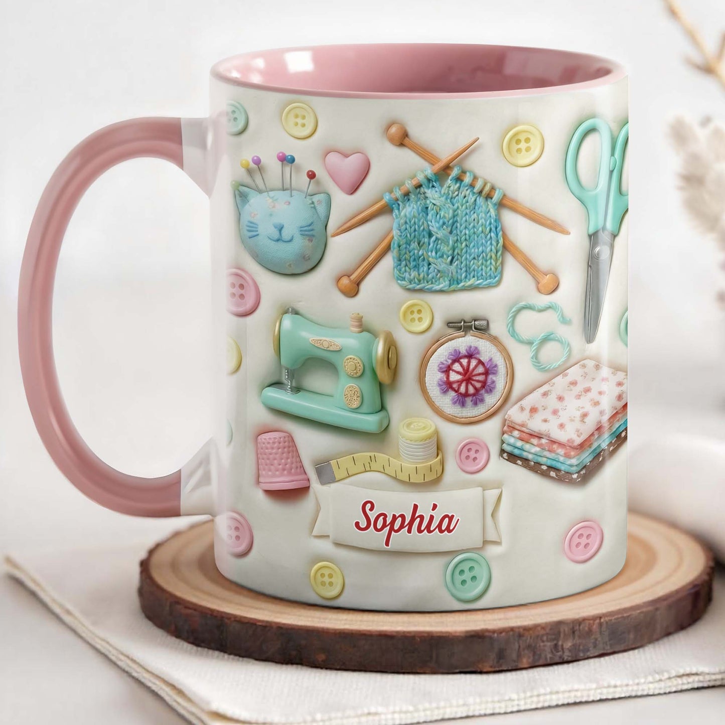 Craft Lovers Delight Featuring Buttons, Sewing Machine