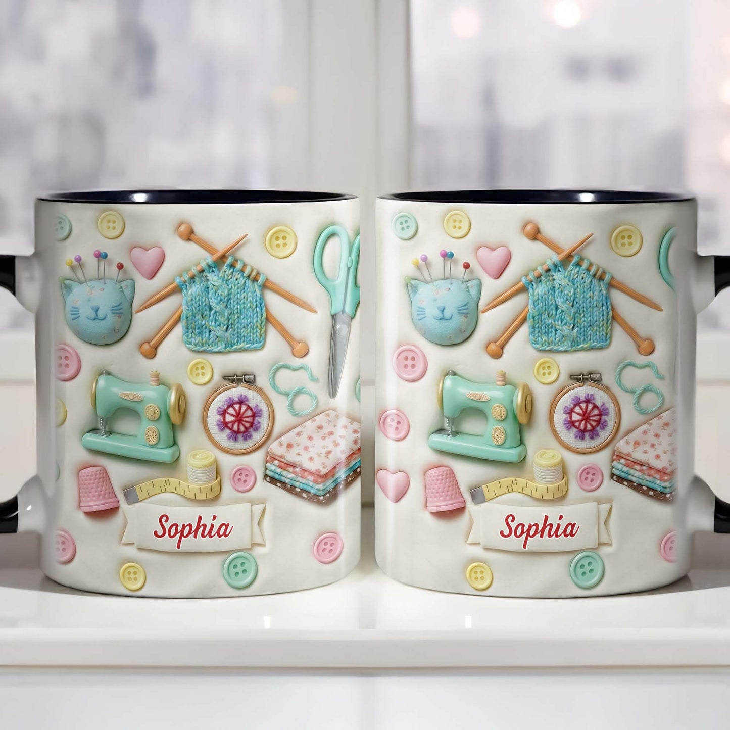 Craft Lovers Delight Featuring Buttons, Sewing Machine