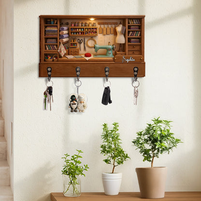 Customize Charming Sewing Station Design - Personalized Key Holder - HOB010_KHO