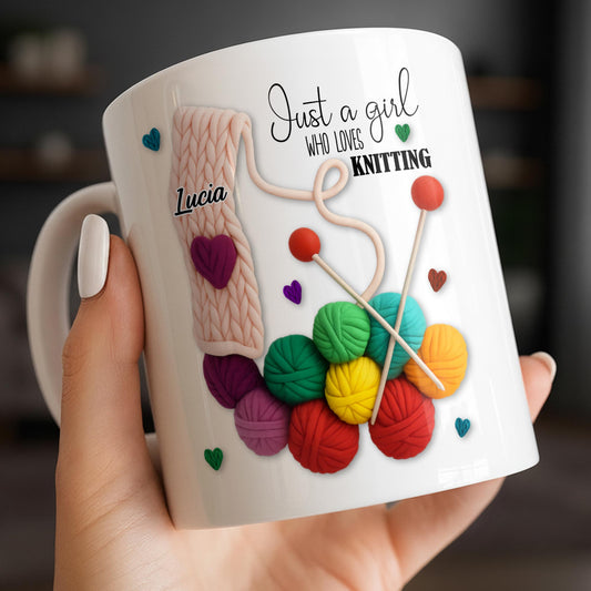 Just A Girl Who Loves Knitting - Personalized Custom Coffee Mug - HOB011_MG