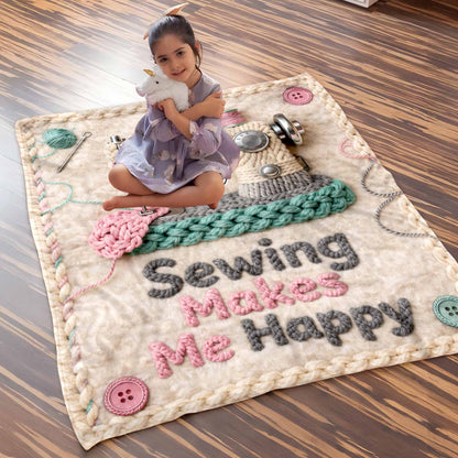 Sewing Makes Me Happy, Sewing Machine And Crafting Elements