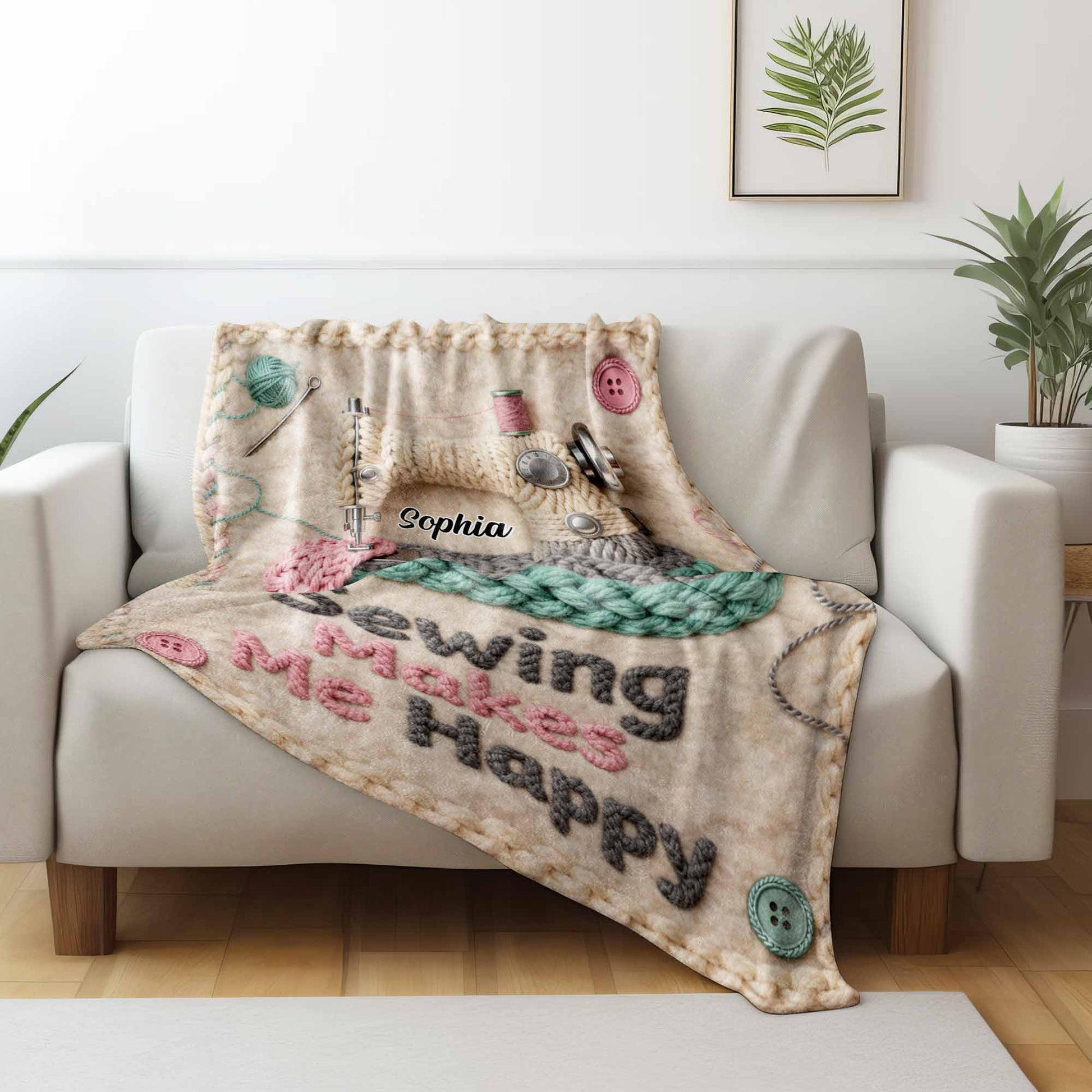 Sewing Makes Me Happy, Sewing Machine And Crafting Elements