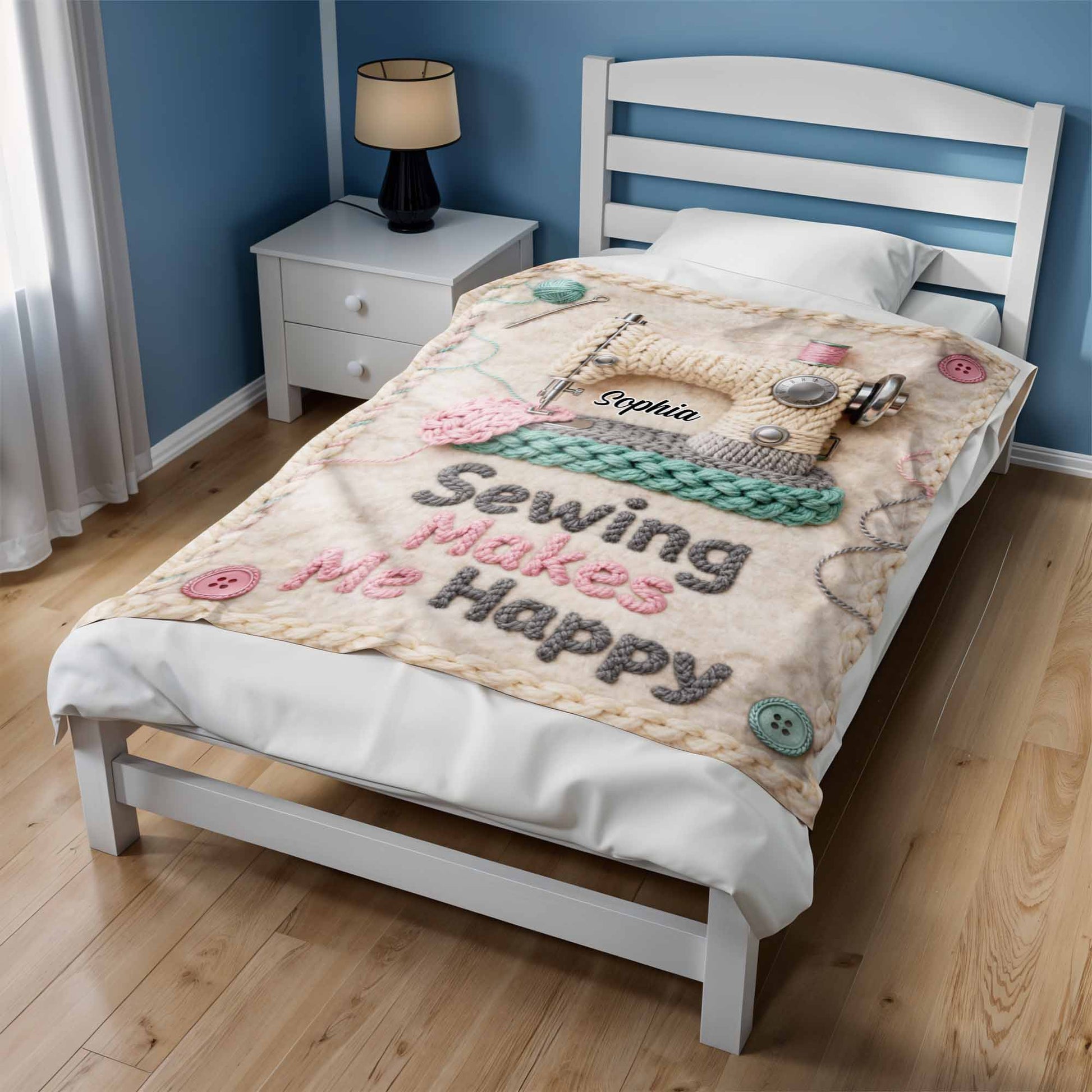 Sewing Makes Me Happy, Sewing Machine And Crafting Elements