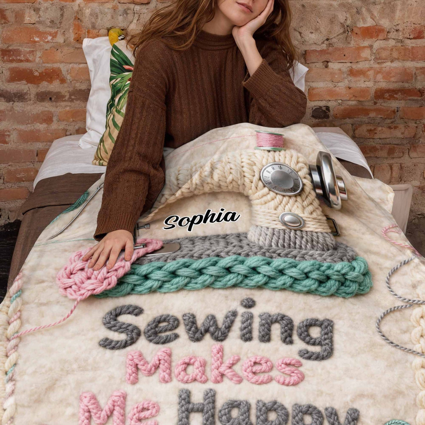 Sewing Makes Me Happy, Sewing Machine And Crafting Elements