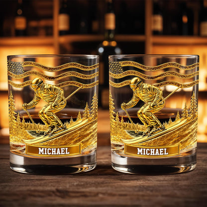 Glide Through Mountains With Custom Name And Skier Design