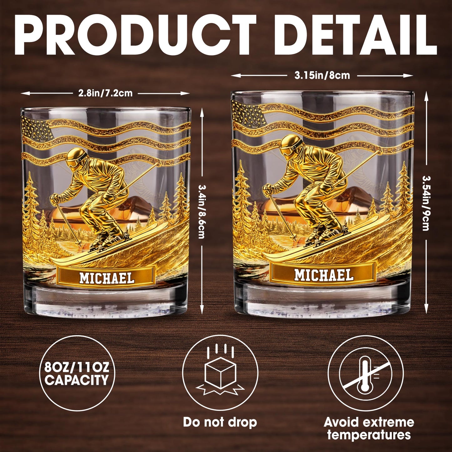 Glide Through Mountains With Custom Name And Skier Design