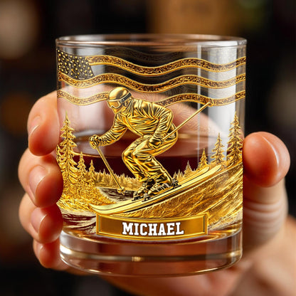 Glide Through Mountains With Custom Name And Skier Design