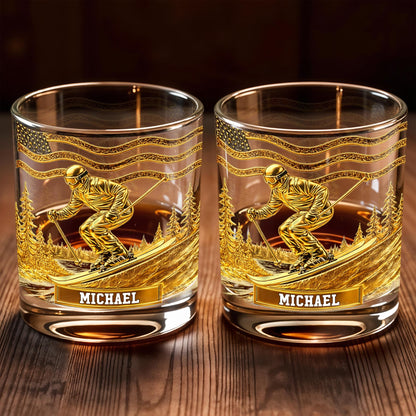 Glide Through Mountains With Custom Name And Skier Design