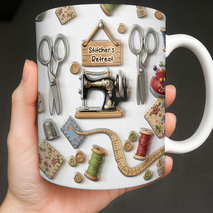 Stitcher's Retreat Sewing Essentials Coffee Mug