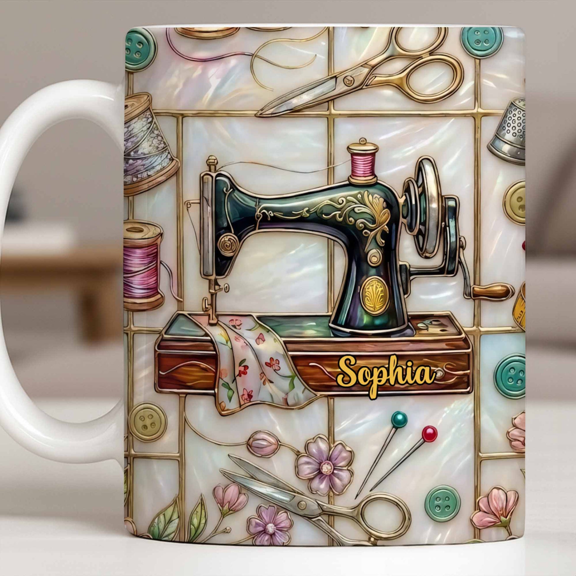 Celebrate Your Creativity With Sewing Machine And Floral Design