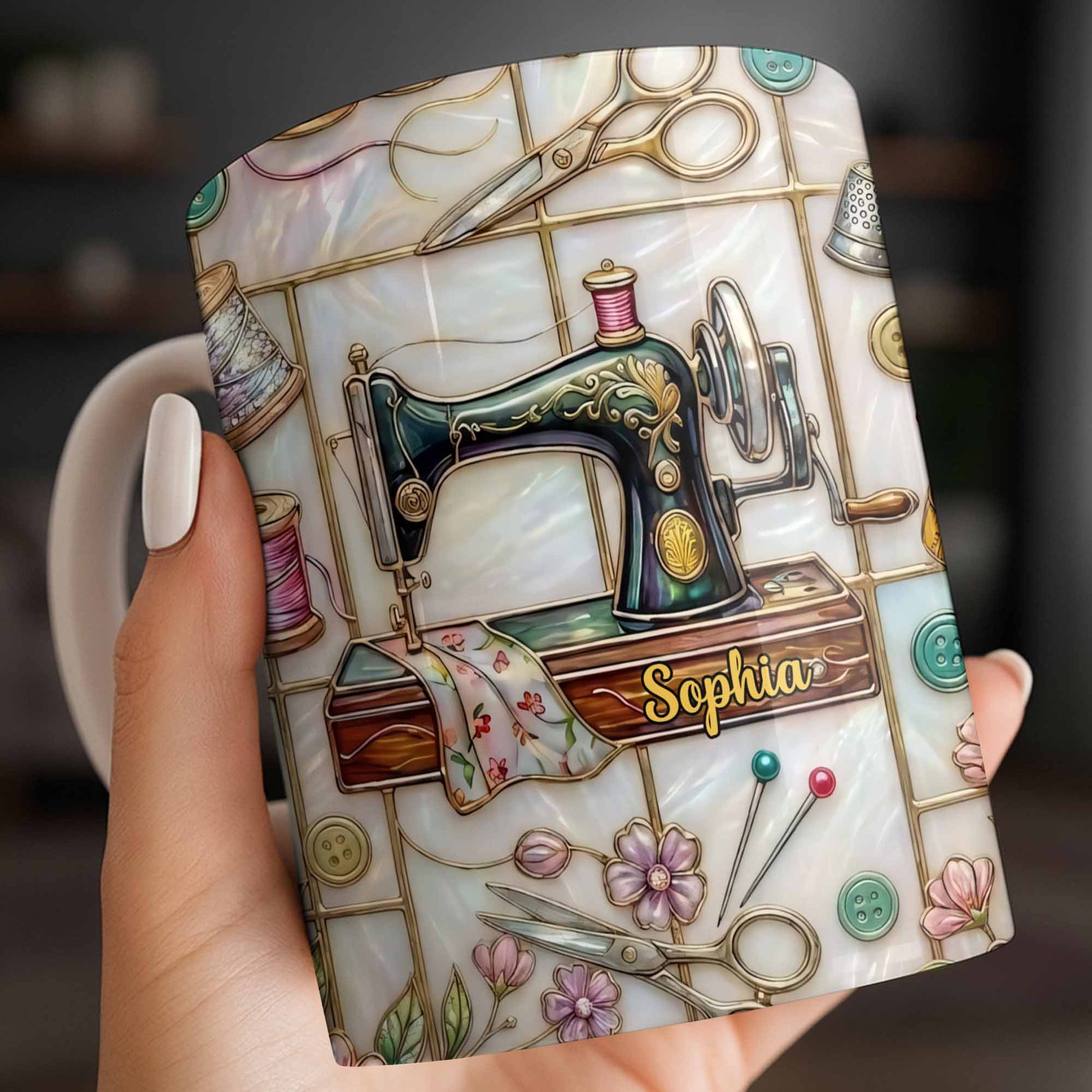 Celebrate Your Creativity With Sewing Machine And Floral Design