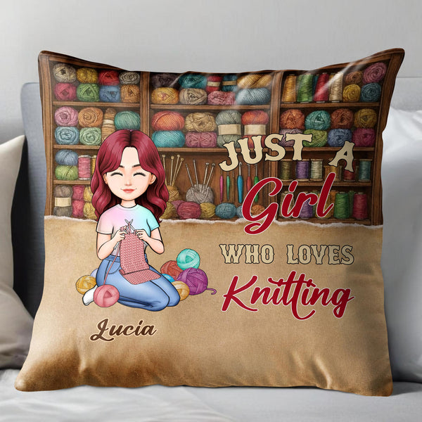 Just A Girl Who Loves Knitting With Colorful Yarns