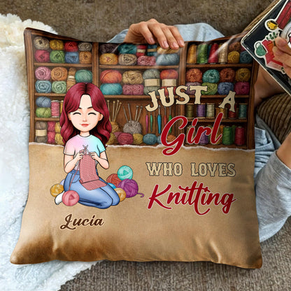 Just A Girl Who Loves Knitting With Colorful Yarns