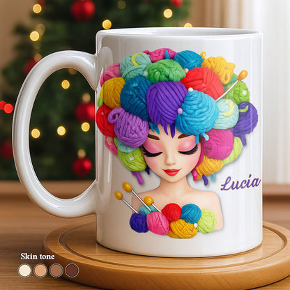 Celebrate Your Creative Spirit with Colorful Yarn and Needles - Personalized Custom Coffee Mug - HOB028_MG