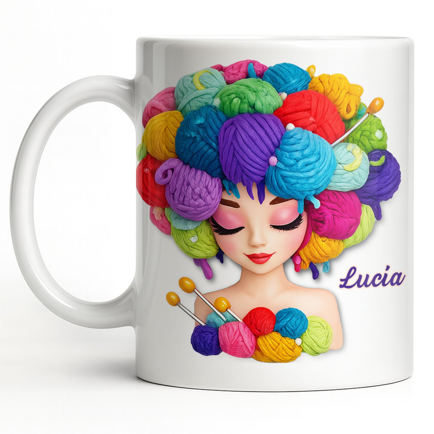 Celebrate Your Creative Spirit with Colorful Yarn and Needles - Personalized Custom Coffee Mug - HOB028_MG