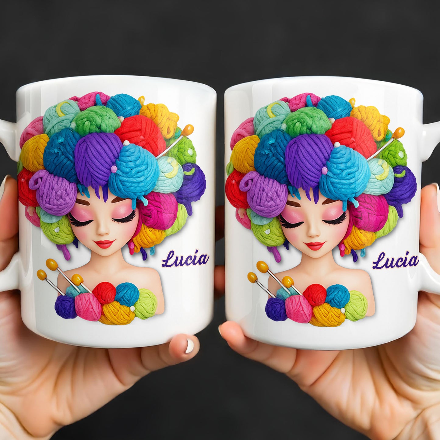 Celebrate Your Creative Spirit with Colorful Yarn and Needles - Personalized Custom Coffee Mug - HOB028_MG