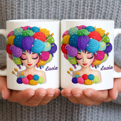 Celebrate Your Creative Spirit with Colorful Yarn and Needles - Personalized Custom Coffee Mug - HOB028_MG