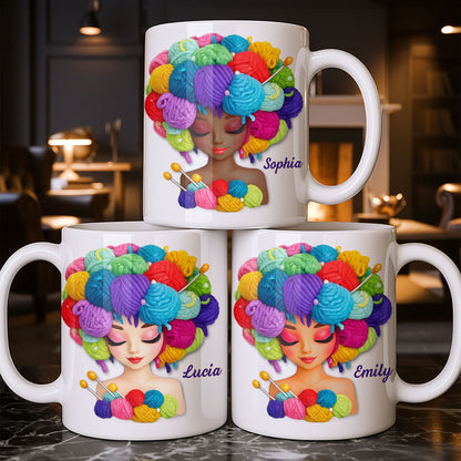Celebrate Your Creative Spirit with Colorful Yarn and Needles - Personalized Custom Coffee Mug - HOB028_MG