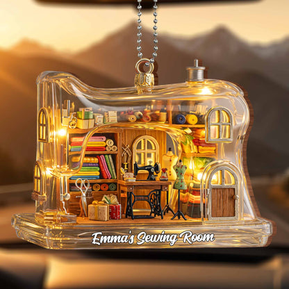 Emma's Sewing Room With Sewing Machine And Fabric