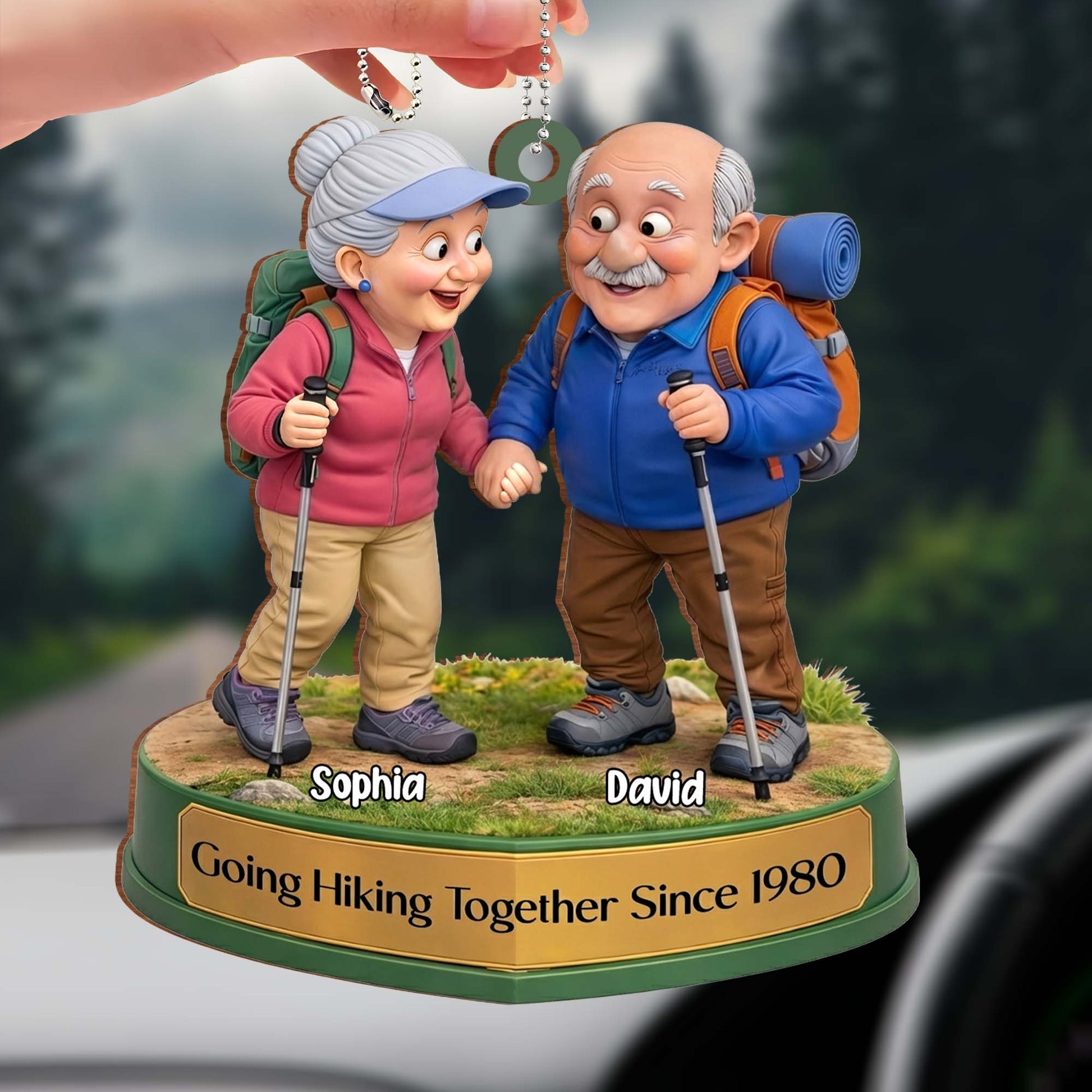 Going Hiking Together, Elderly Couple Ornament