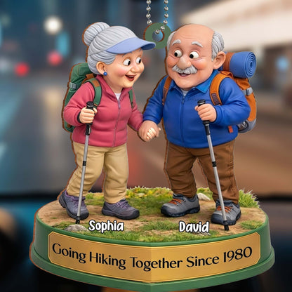 Going Hiking Together, Elderly Couple Ornament
