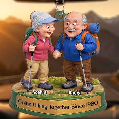 Going Hiking Together, Elderly Couple Ornament