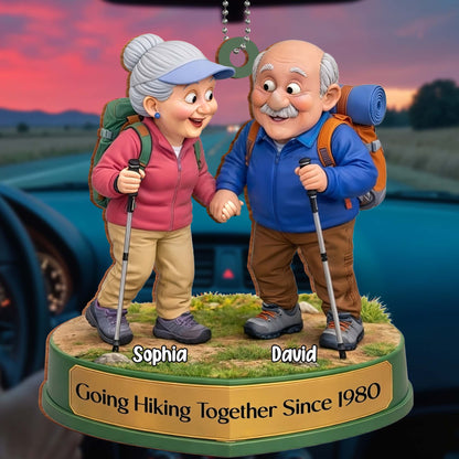 Going Hiking Together, Elderly Couple Ornament