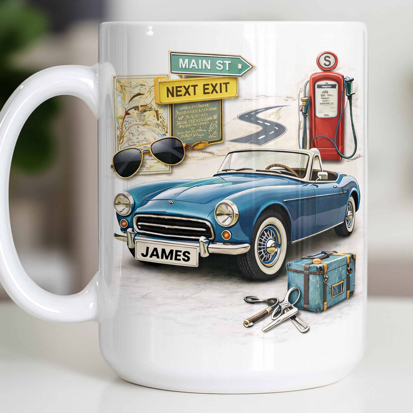 Main St Next Exit Vintage Car Design