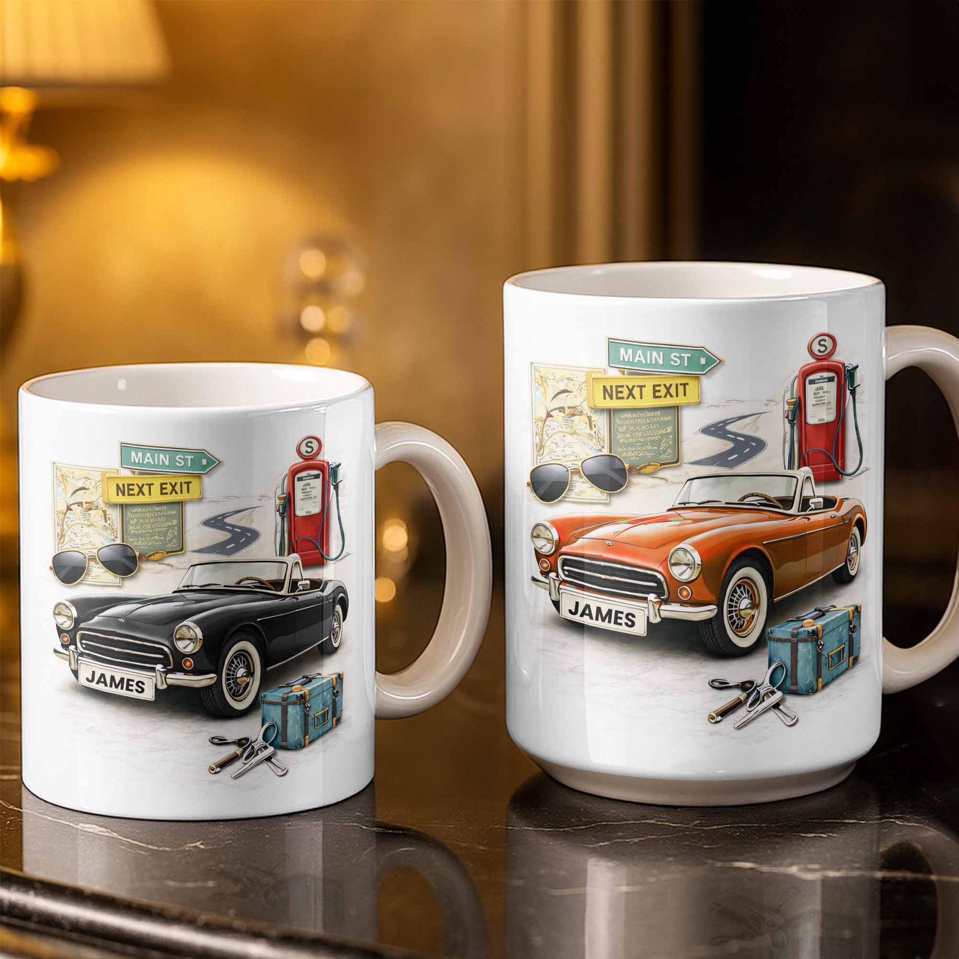 Main St Next Exit Vintage Car Design