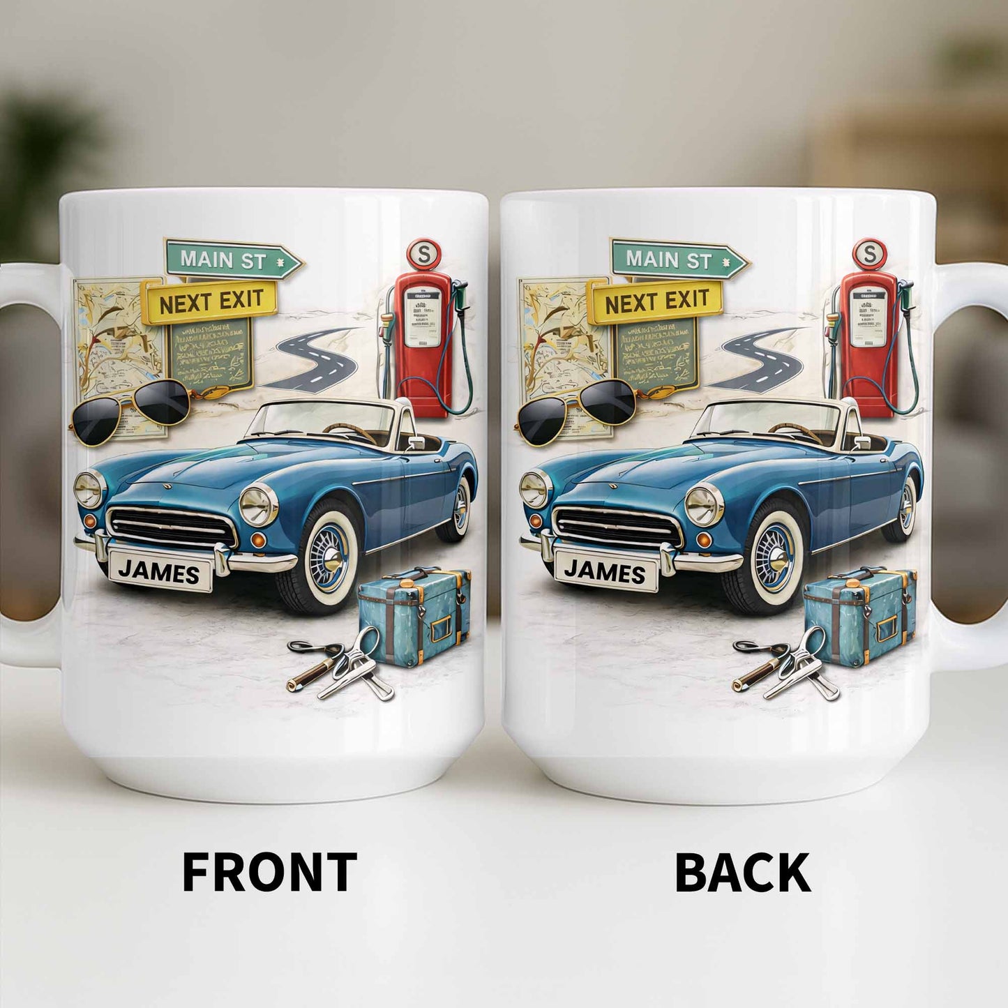 Main St Next Exit Vintage Car Design