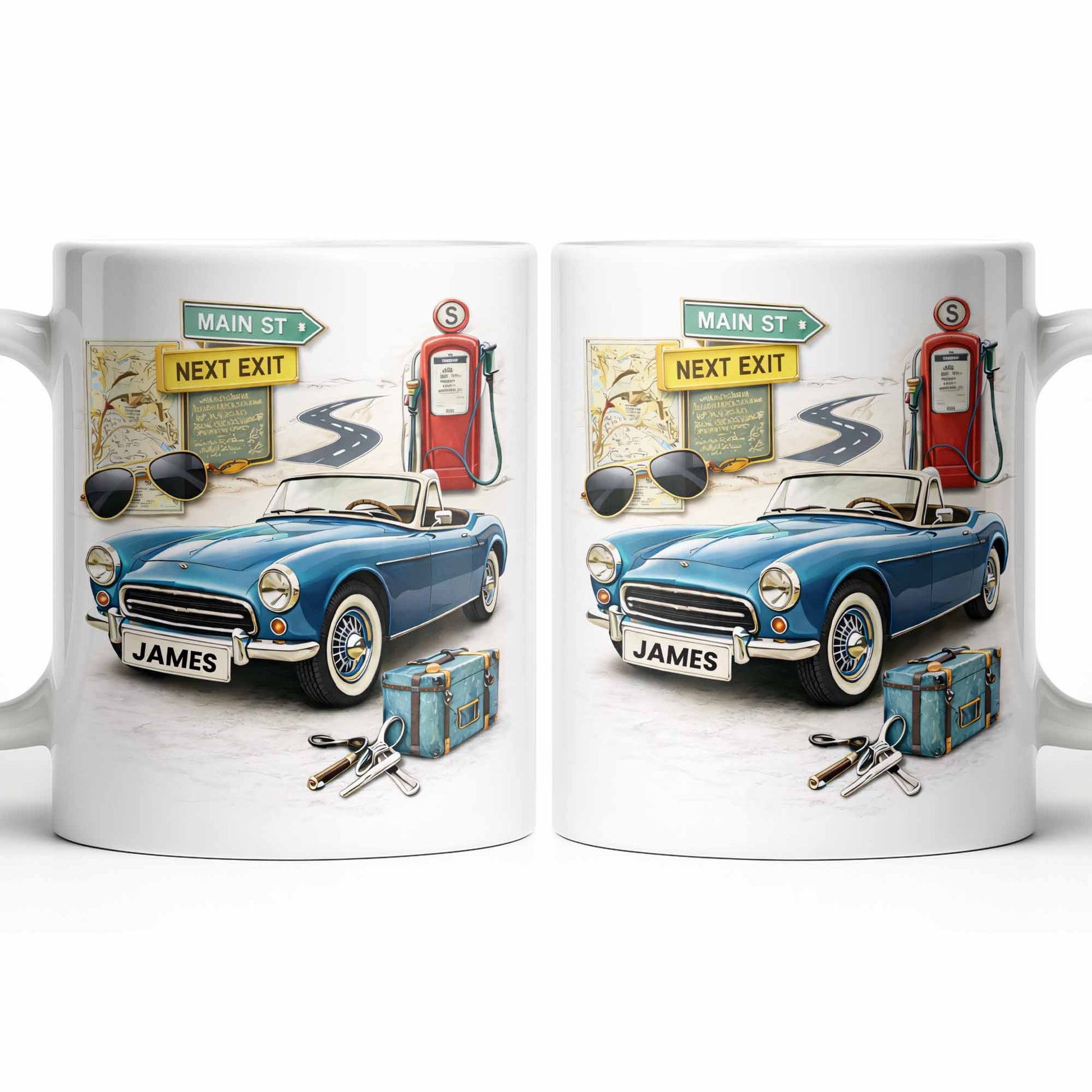 Main St Next Exit Vintage Car Design