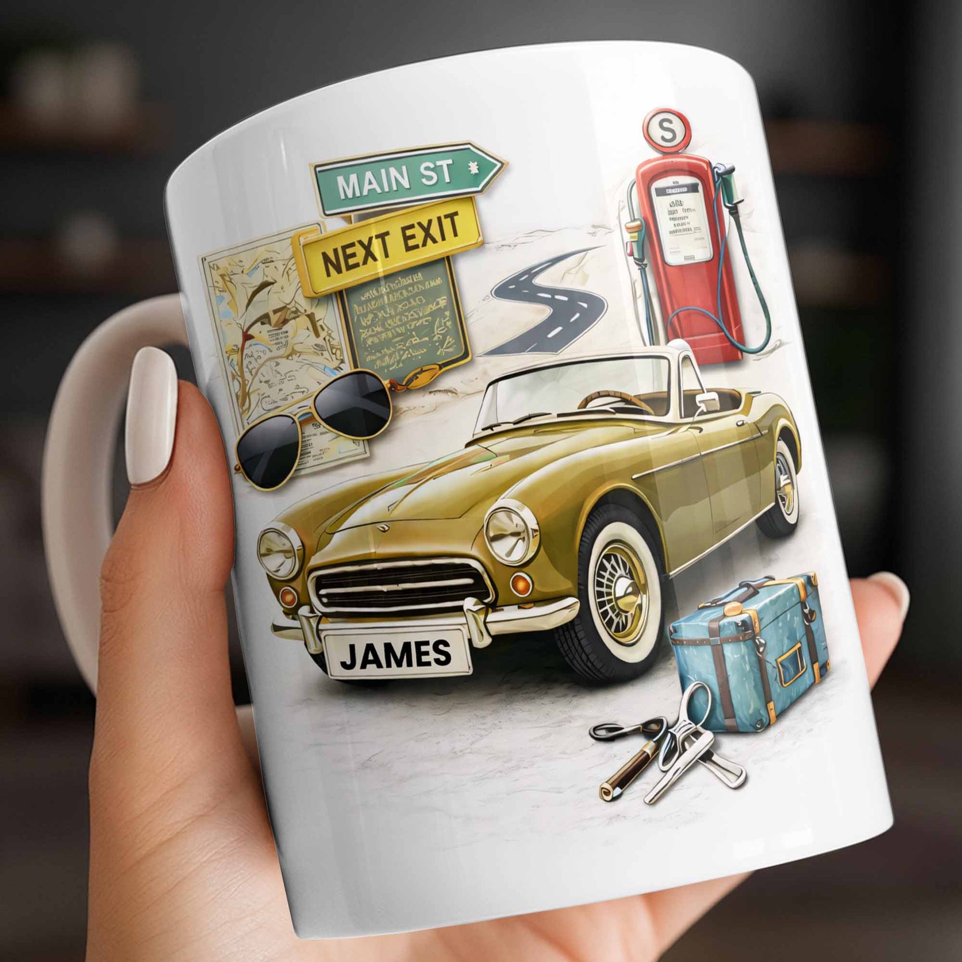 Main St Next Exit Vintage Car Design