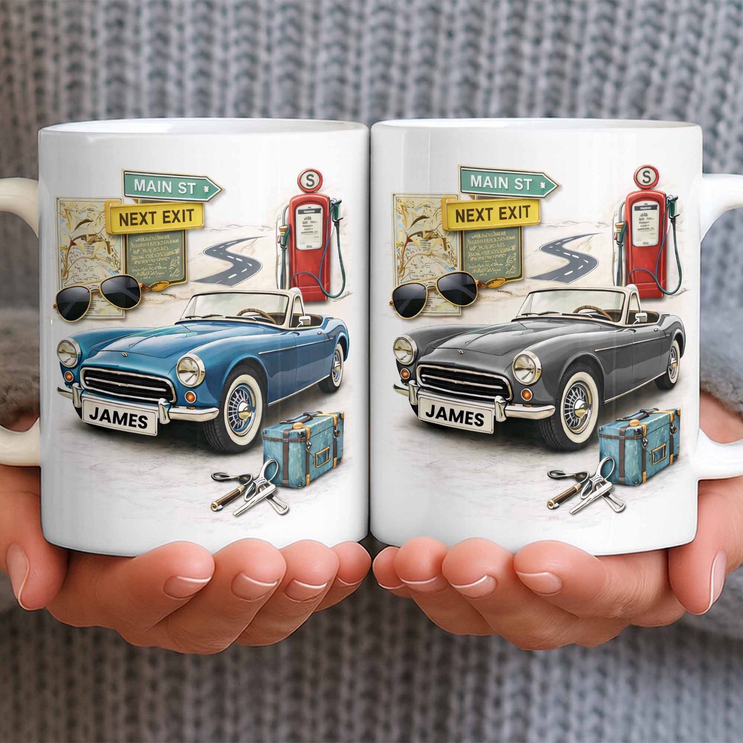 Main St Next Exit Vintage Car Design