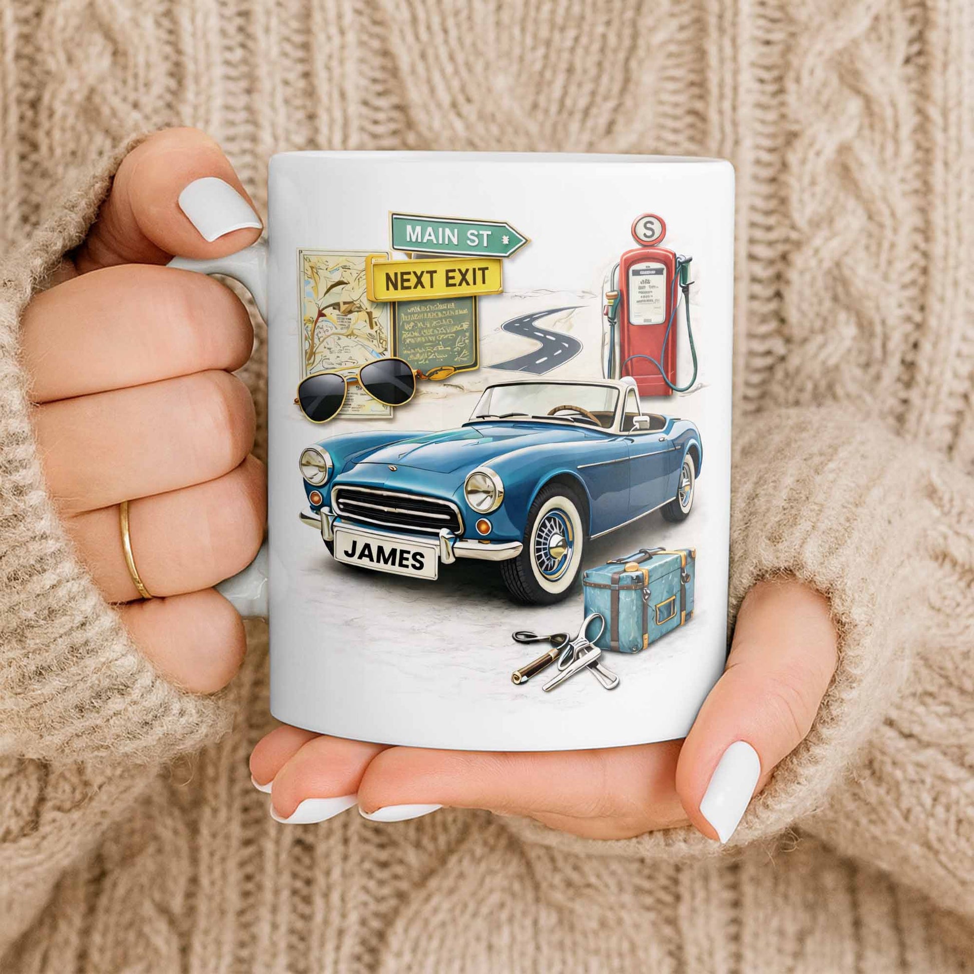 Main St Next Exit Vintage Car Design