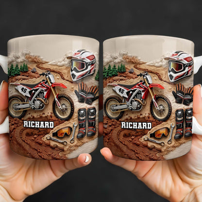 Customize Your Passion For Motocross With Dirt Bike And Gear - Personalized Custom Coffee Mug - HOB033_MG