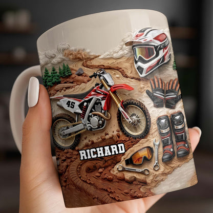 Customize Your Passion For Motocross With Dirt Bike And Gear - Personalized Custom Coffee Mug - HOB033_MG