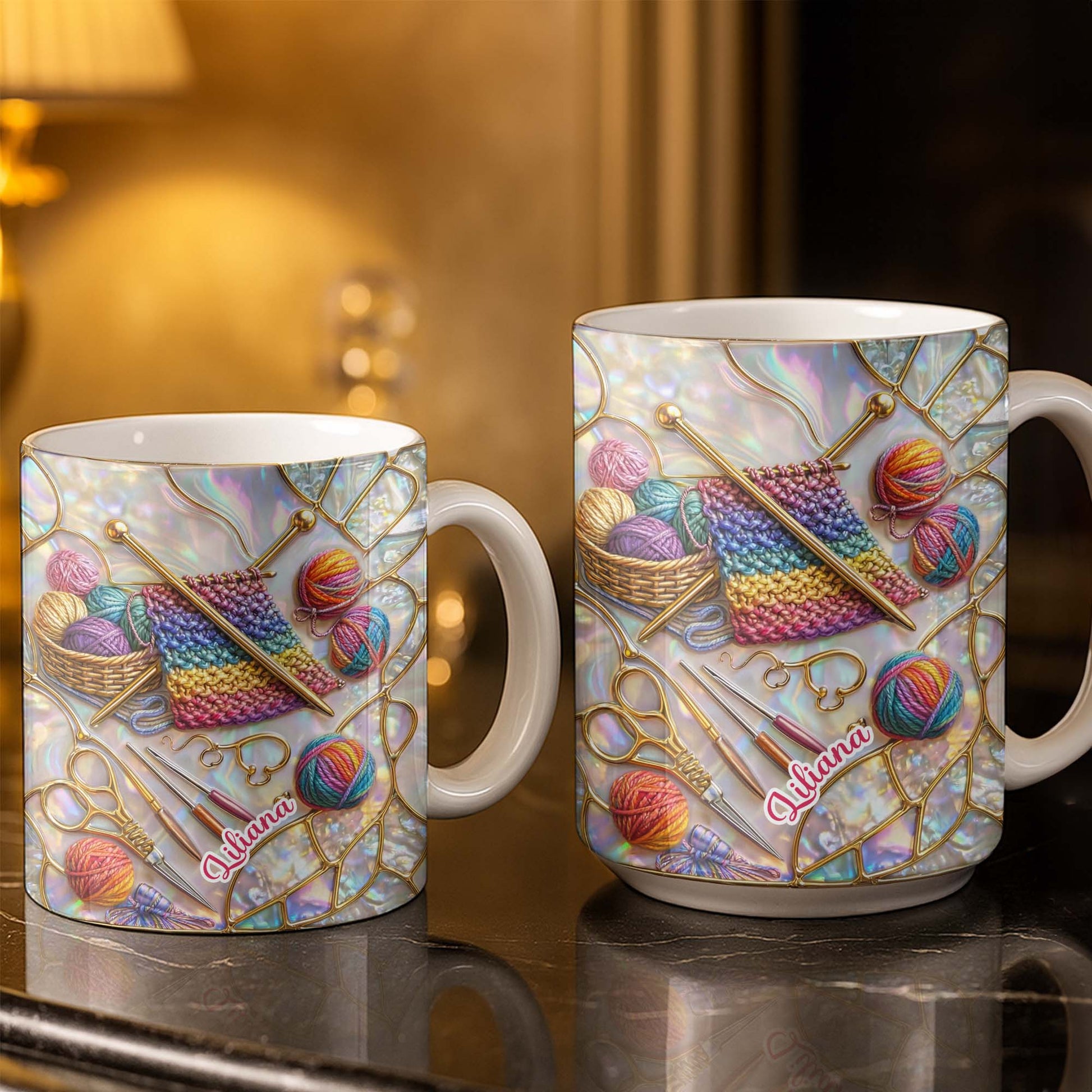 Personalized Craft Lover's Delight With Yarn And Knitting Needles