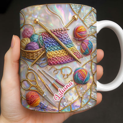 Personalized Craft Lover's Delight With Yarn And Knitting Needles