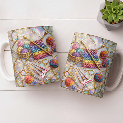 Personalized Craft Lover's Delight With Yarn And Knitting Needles