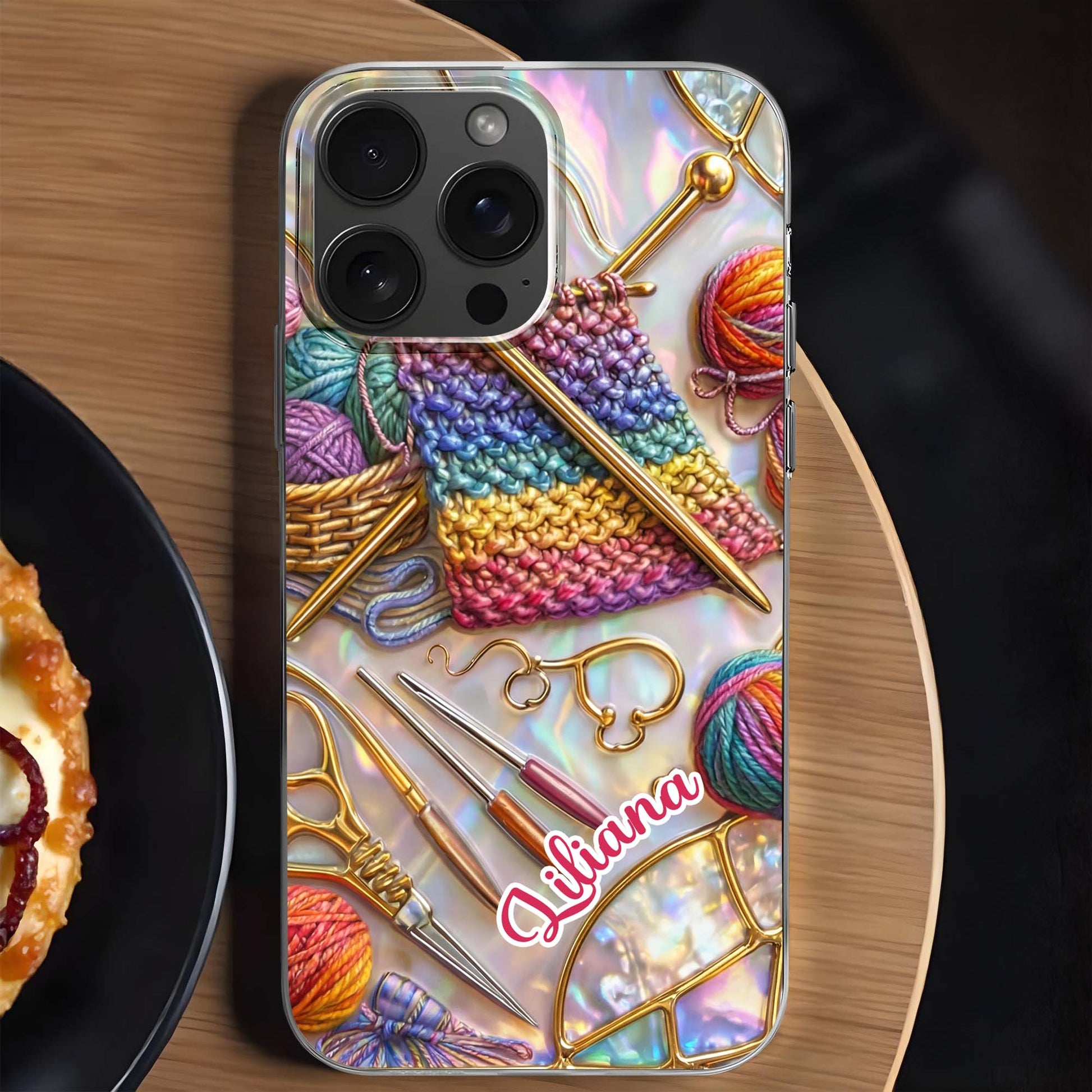 Personalized Crafting Love Featuring Knitting Needles And Yarn