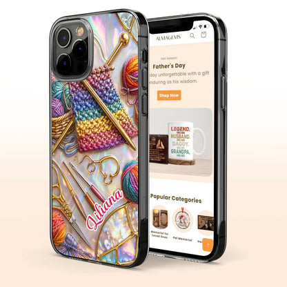 Personalized Crafting Love Featuring Knitting Needles And Yarn